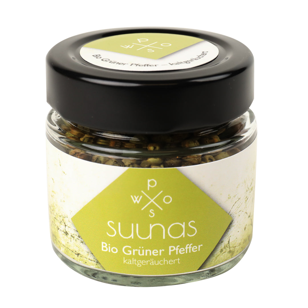 Aromaglas grüner Pfeffer kaltgeräuchert