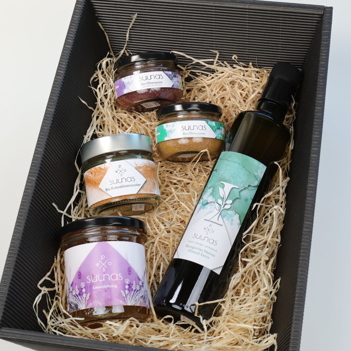 Geschenkkorb mit Olivenöl