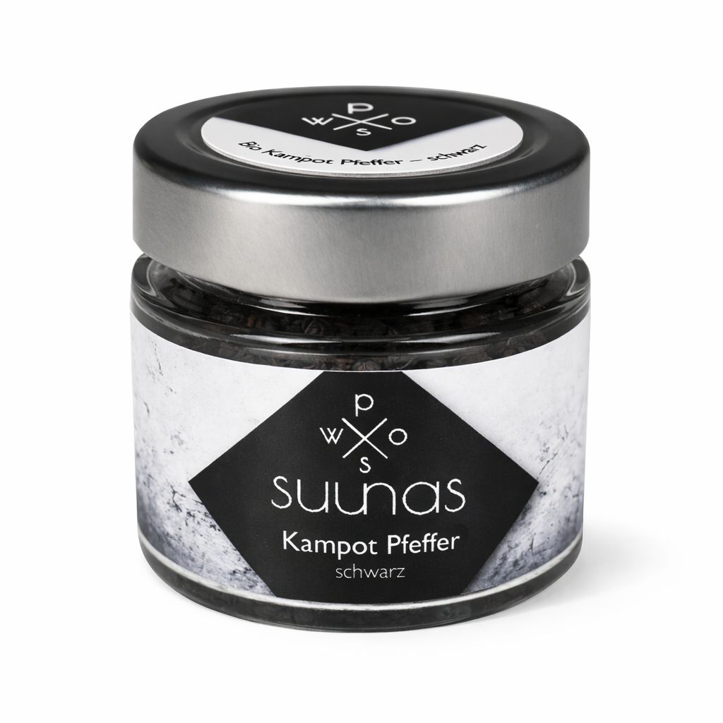 Schwarzer Kampotpfeffer im Glas